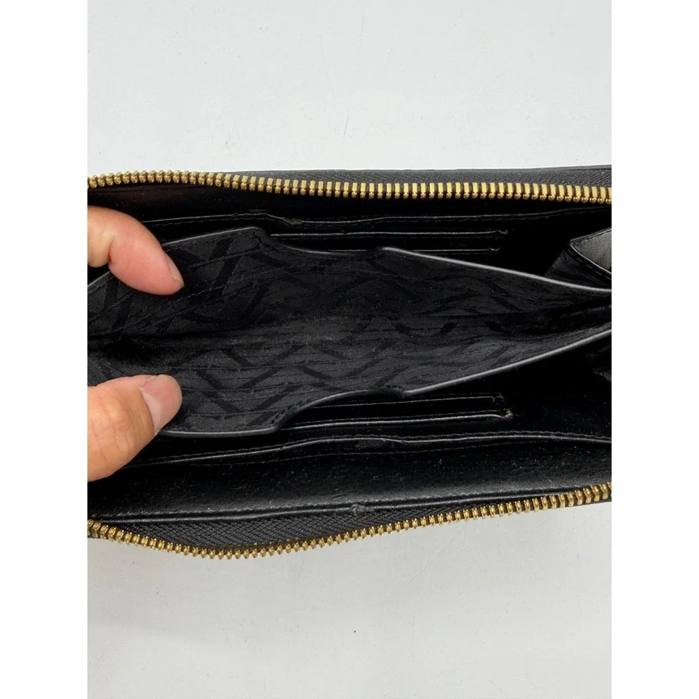 ZAC Zac Posen Metallic Snake Embossed Bow Zip Around Wristlet Wallet AS IS